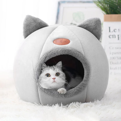 Cozy Winter Pet Cave – Deep Sleep Bed for Cats & Small Dogs