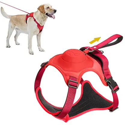 ATUBAN 2-in-1 No-Pull Dog Harness – Self-Shrinking Leash with Auto-Lock for Training