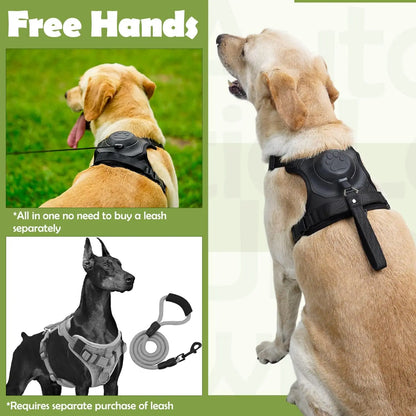 ATUBAN 2-in-1 No-Pull Dog Harness – Self-Shrinking Leash with Auto-Lock for Training