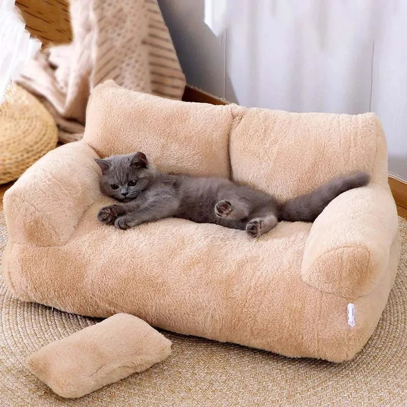 Luxury Cat &amp; Dog Bed – Warm Plush Sofa for Small to Medium Pets