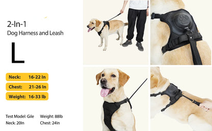 ATUBAN 2-in-1 No-Pull Dog Harness – Self-Shrinking Leash with Auto-Lock for Training