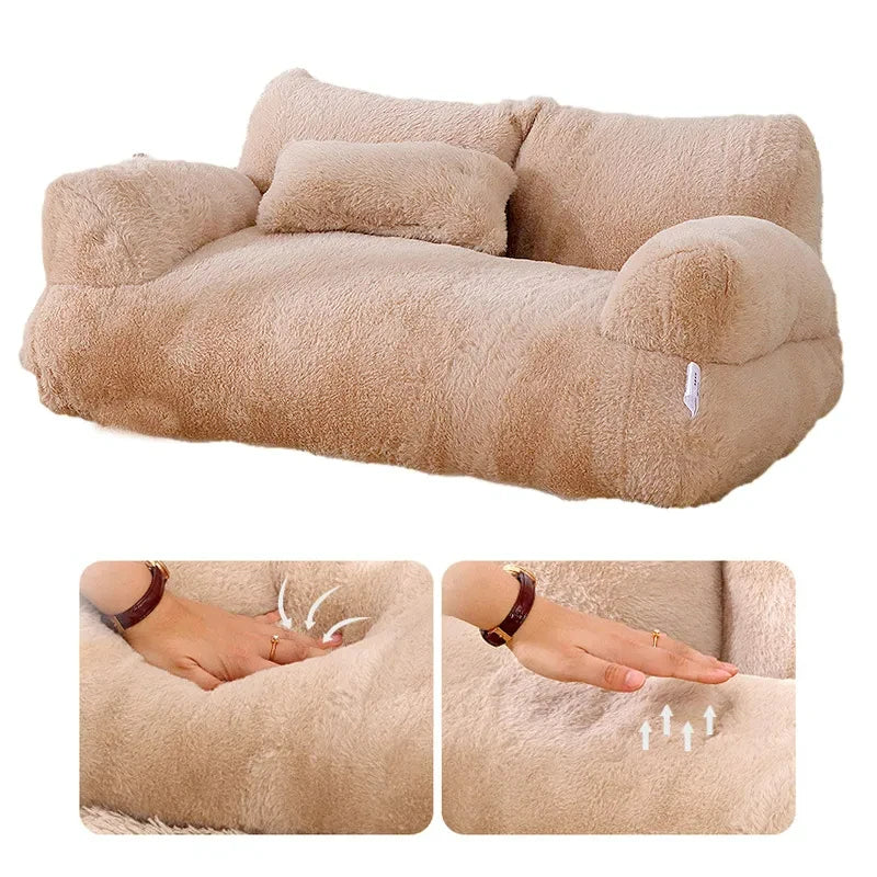 Luxury Cat &amp; Dog Bed – Warm Plush Sofa for Small to Medium Pets