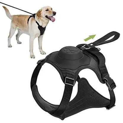 ATUBAN 2-in-1 No-Pull Dog Harness – Self-Shrinking Leash with Auto-Lock for Training