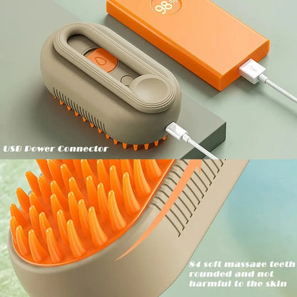 3-in-1 Electric Pet Steamy Brush – Grooming, Shedding & Massage