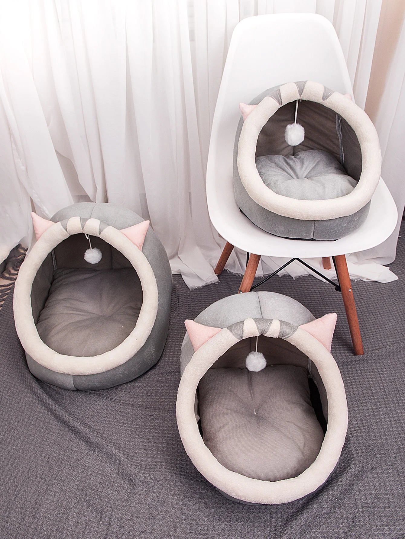 Cute & Cozy Semi-Closed Cat Bed (All-Season)