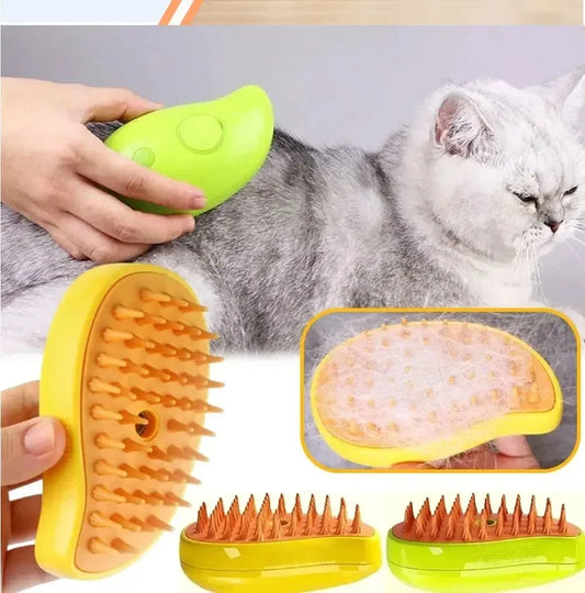 3-in-1 Electric Pet Steamy Brush – Grooming, Shedding & Massage