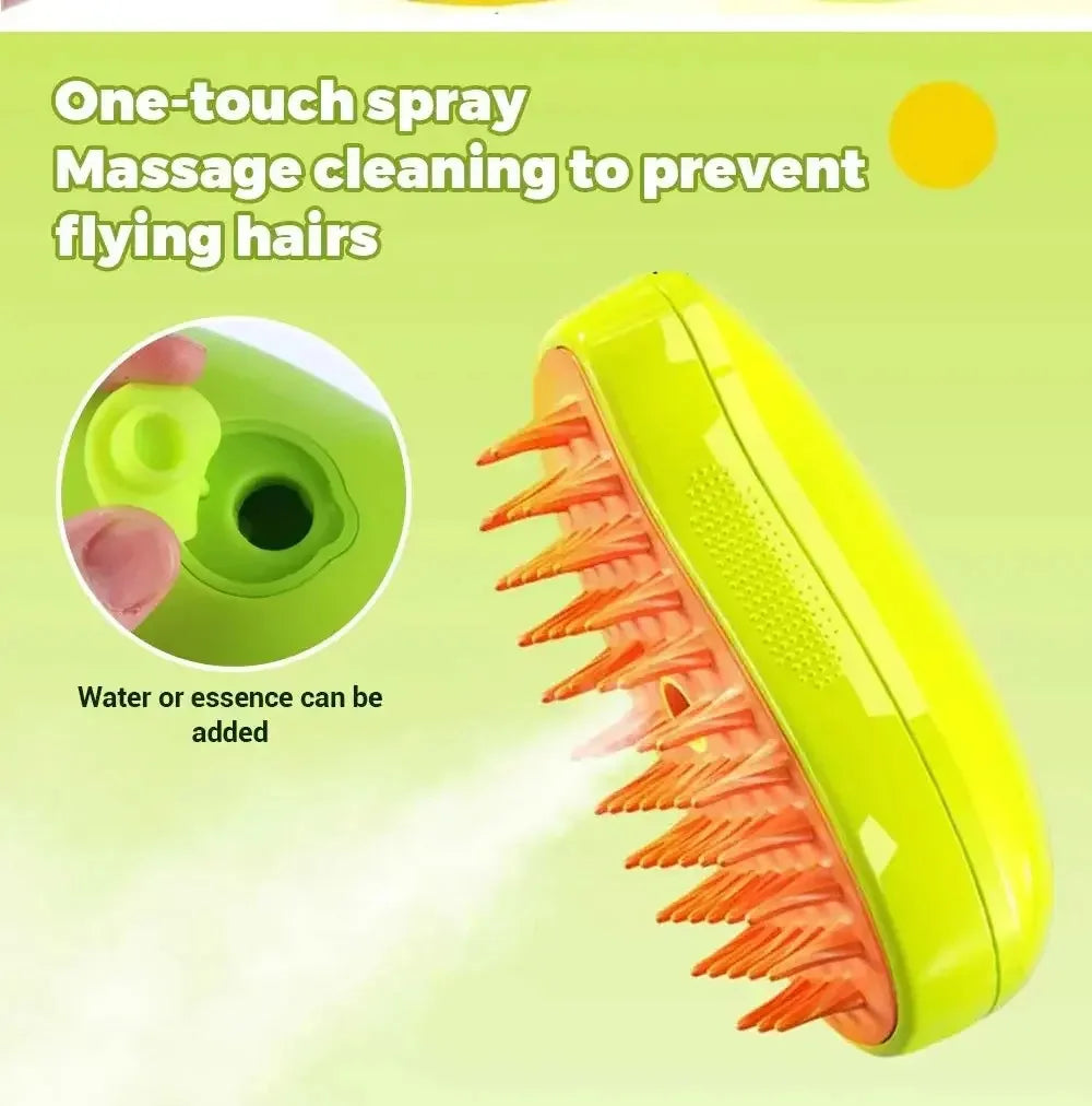 3-in-1 Electric Pet Steamy Brush – Grooming, Shedding & Massage