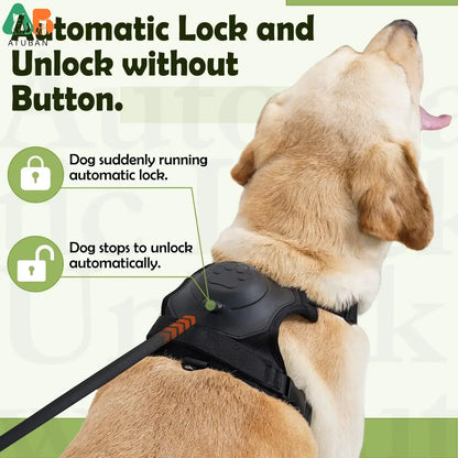 ATUBAN 2-in-1 No-Pull Dog Harness – Self-Shrinking Leash with Auto-Lock for Training